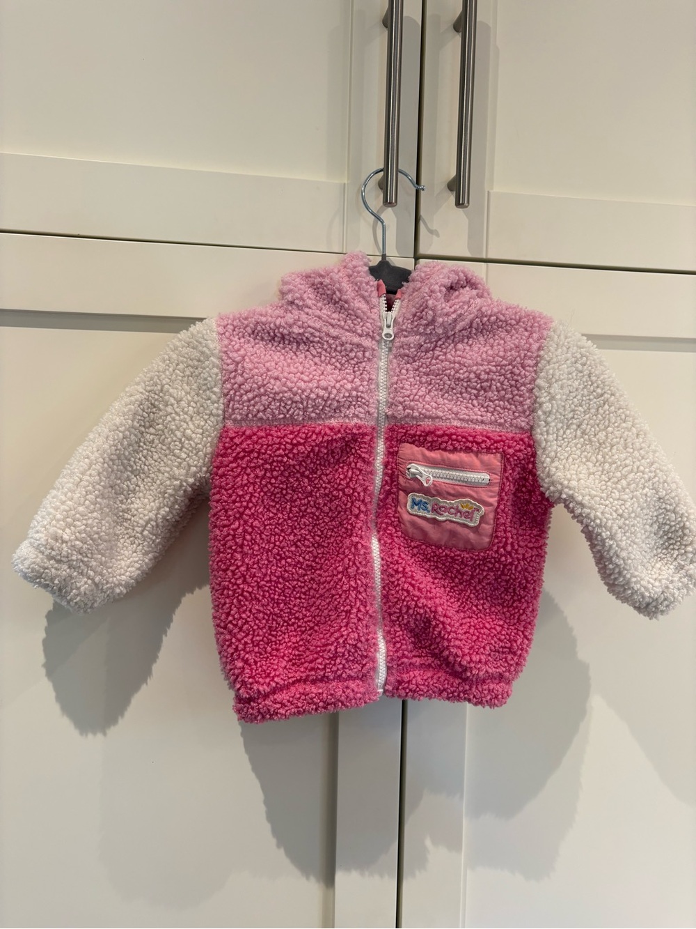 Ms Rachel Fuzzy Pink Sherpa Zip Hoodie Jaxket with Pocket - 6-12 Months